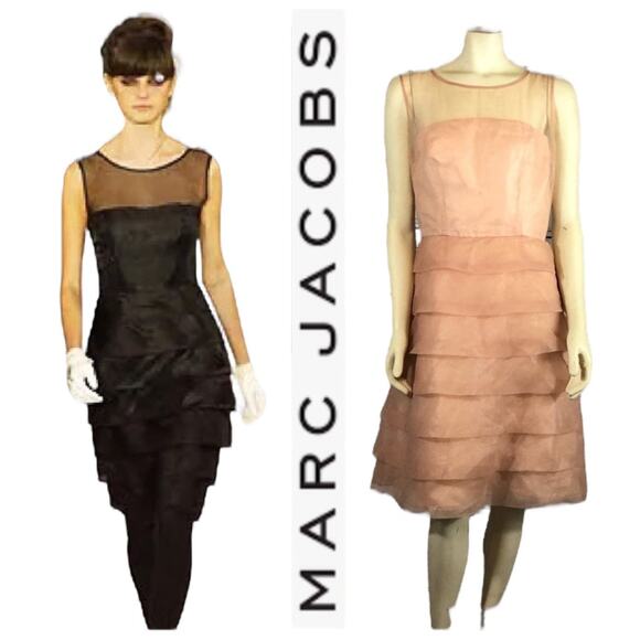 Marc Jacobs fabulous tiered organza sheer sleeveless party dress. size 12 - Picture 1 of 12